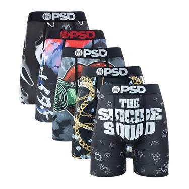 Men's 5Pcs Sexy Boxer Briefs Fashion Print Underwear Male Printed Summer Man Boxer Shorts Trunks, Drestiny, United States, USA, Australia, United Kingdom, UK, S, M, L, XL, XXL, 2XL, Black, Red, Green, Blue, men (2)